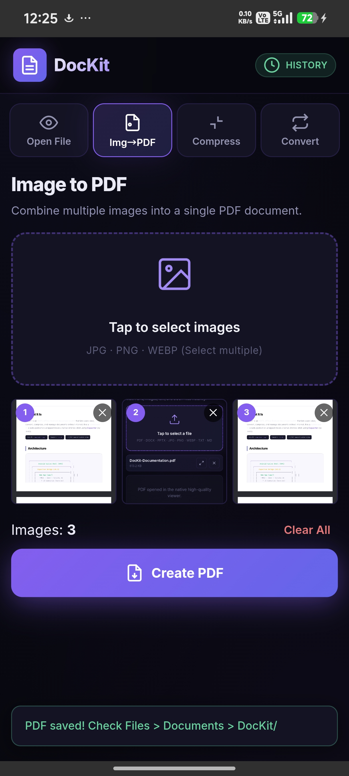 Dockit image to PDF converter